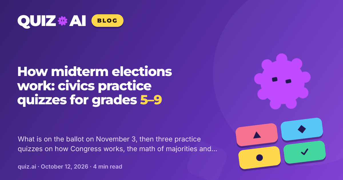 How midterm elections work: civics practice quizzes for grades 5–9