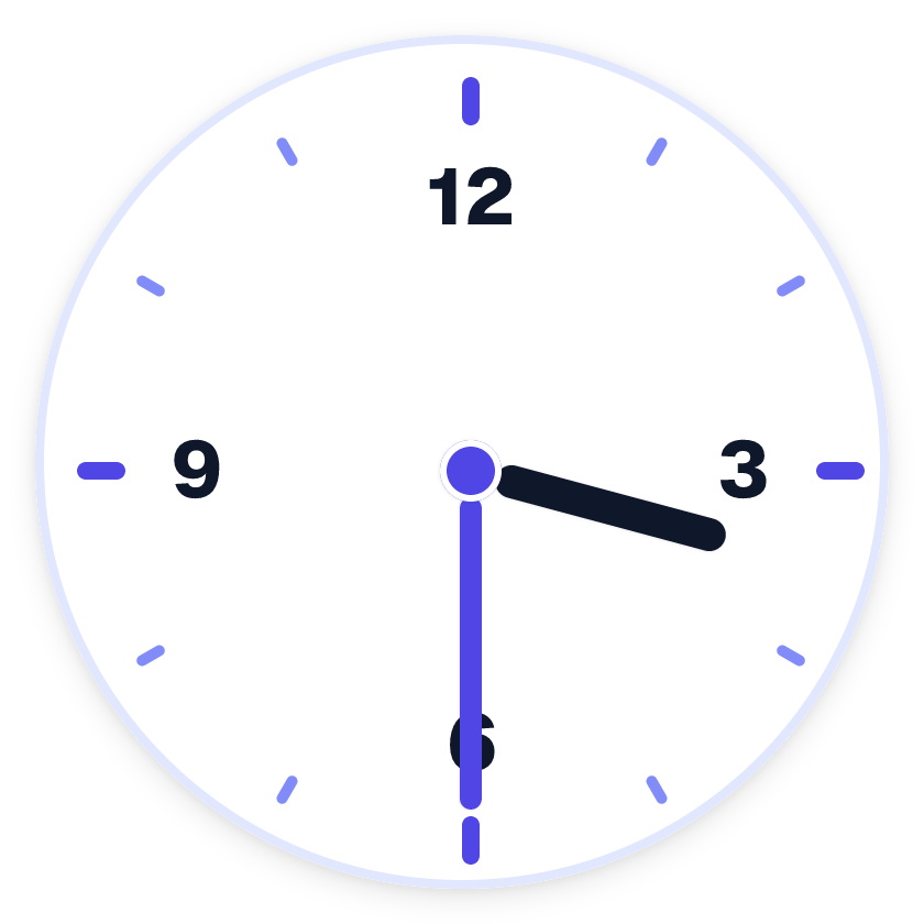 Carátula del reloj. Un reloj analógico para preguntas sobre la hora.