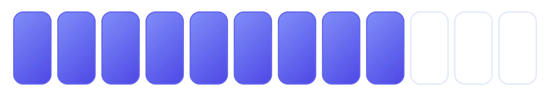 A bar divided into twelve equal parts, with the first nine parts shaded.