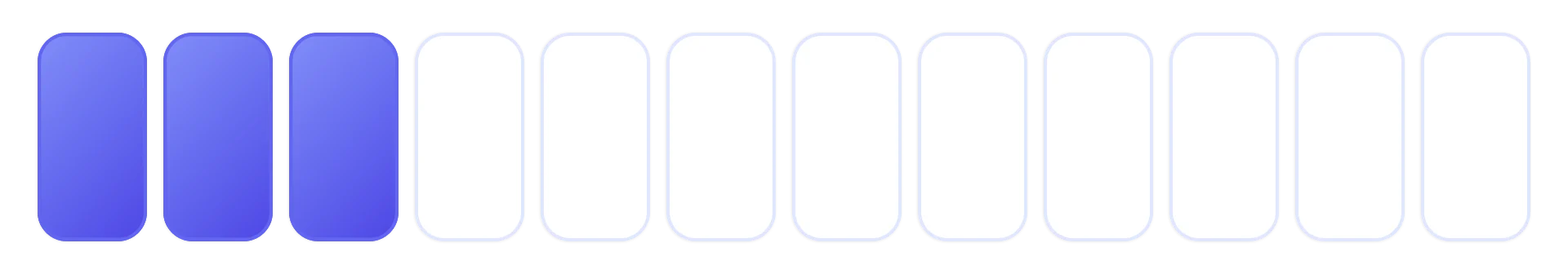 A bar divided into twelve equal parts, with the first three parts shaded.