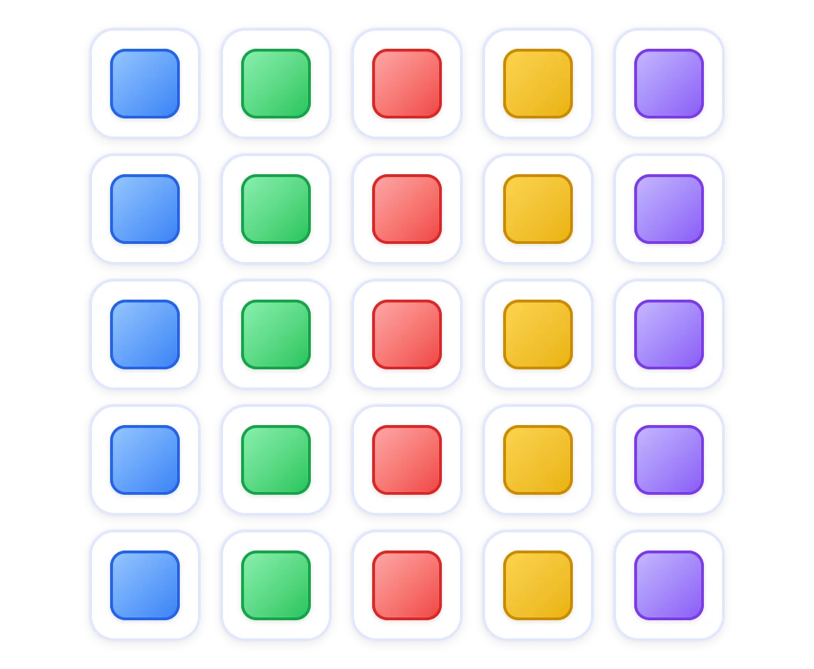 A square room drawn as a grid of identical squares, five rows tall and five squares wide.